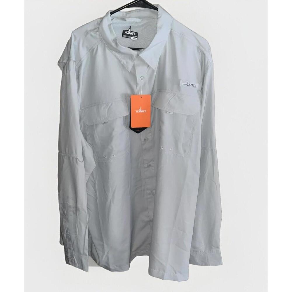 Habit Crayfish Creek River Long Sleeve Vented Fishing Shirt Men's 2XL Dusk